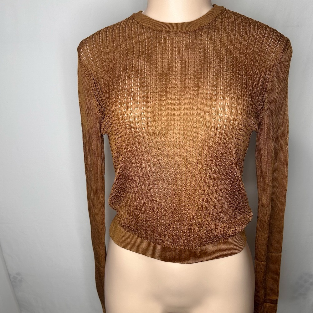 NWT FREE PEOPLE H20 CREW NECK PULLOVER  SWEATER TOP TIGER EYE GOLD SIZE S